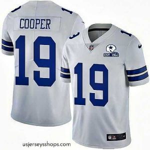 Sensational Nike Cowboys 19 Amari Cooper White Stitched With Established In 1960 Patch NFL Vapor Untouchable Limited Jersey