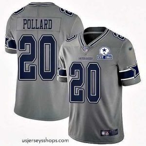 Glamorous Nike Cowboys 20 Tony Pollard Gray Stitched With Established In 1960 Patch NFL Limited Inverted Legend Jersey