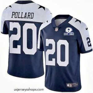 Magnificent Nike Cowboys 20 Tony Pollard Navy Blue Thanksgiving Stitched With Established In 1960 Patch NFL Vapor Untouchable Limited Throwback Jersey