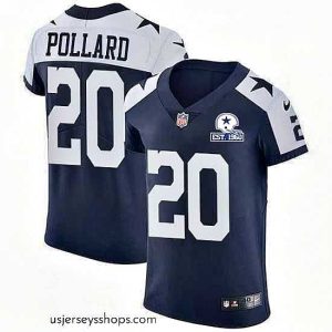 Exquisite Nike Cowboys 20 Tony Pollard Navy Blue Thanksgiving Stitched With Established In 1960 Patch NFL Vapor Untouchable Throwback Elite Jersey