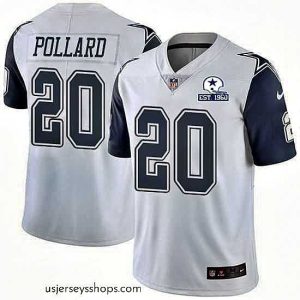 Breathtaking Nike Cowboys 20 Tony Pollard White Stitched With Established In 1960 Patch NFL Limited Rush Jersey