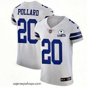 Alluring Nike Cowboys 20 Tony Pollard White Stitched With Established In 1960 Patch NFL New Elite Jersey