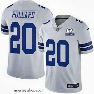 Breathtaking Nike Cowboys 20 Tony Pollard White Stitched With Established In 1960 Patch NFL Vapor Untouchable Limited Jersey