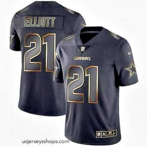 Magnificent Nike Cowboys 21 Ezekiel Elliott Black Gold Vapor Untouchable Limited Jersey