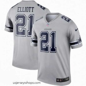 Captivating Nike Cowboys 21 Ezekiel Elliott Gray Inverted Legend Jersey