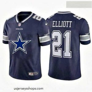 Glamorous Nike Cowboys 21 Ezekiel Elliott Navy Team Big Logo Vapor Untouchable Limited Jersey