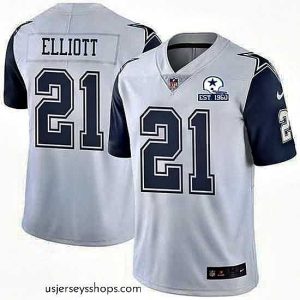 Enchanting Nike Cowboys 21 Ezekiel Elliott White Stitched With Established In 1960 Patch NFL Limited Rush Jersey