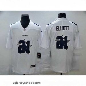 Stunning Nike Cowboys 21 Ezekiel Elliott White Shadow Logo Limited Jersey