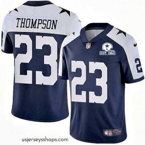 Captivating Nike Cowboys 23 Darian Thompson Navy Blue Thanksgiving Stitched With Established In 1960 Patch NFL Vapor Untouchable Limited Throwback Jersey
