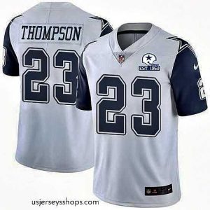 Sensational Nike Cowboys 23 Darian Thompson White Stitched With Established In 1960 Patch NFL Limited Rush Jersey