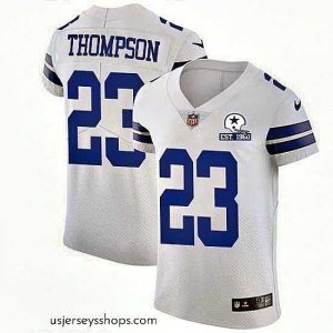 Captivating Nike Cowboys 23 Darian Thompson White Stitched With Established In 1960 Patch NFL New Elite Jersey