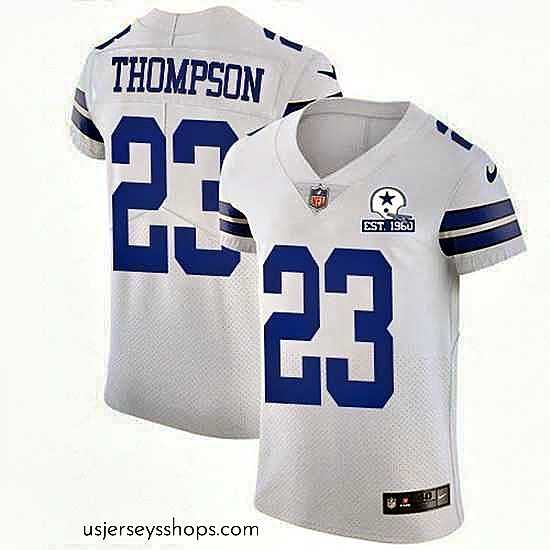 Captivating Nike Cowboys 23 Darian Thompson White Stitched With Established In 1960 Patch NFL New Elite Jersey