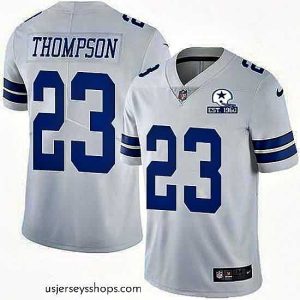 Glamorous Nike Cowboys 23 Darian Thompson White Stitched With Established In 1960 Patch NFL Vapor Untouchable Limited Jersey