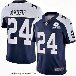 Stunning Nike Cowboys 24 Chidobe Awuzie Navy Blue Thanksgiving Stitched With Established In 1960 Patch NFL Vapor Untouchable Limited Throwback Jersey