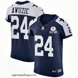 Magnificent Nike Cowboys 24 Chidobe Awuzie Navy Blue Thanksgiving Stitched With Established In 1960 Patch NFL Vapor Untouchable Throwback Elite Jersey