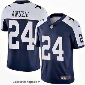 Sensational Nike Cowboys #24 Chidobe Awuzie Navy Blue Thanksgiving Mens Stitched NFL Vapor Untouchable Limited Throwback Jersey