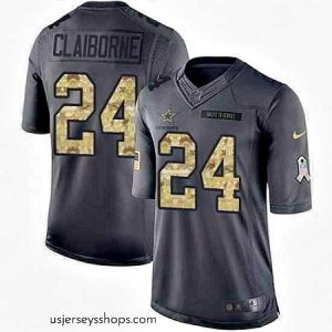 Magnificent Nike Cowboys #24 Morris Claiborne Black Stitched NFL Limited 2016 Salute to Service Jersey