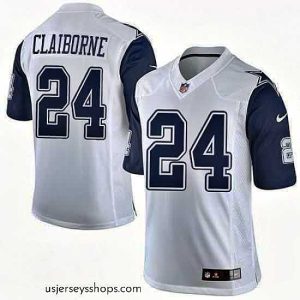 Breathtaking Nike Cowboys #24 Morris Claiborne White Stitched NFL Elite Rush Jersey