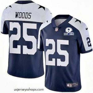 Stunning Nike Cowboys 25 Xavier Woods Navy Blue Thanksgiving Stitched With Established In 1960 Patch NFL Vapor Untouchable Limited Throwback Jersey