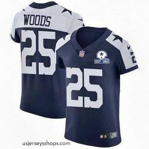 Glamorous Nike Cowboys 25 Xavier Woods Navy Blue Thanksgiving Stitched With Established In 1960 Patch NFL Vapor Untouchable Throwback Elite Jersey