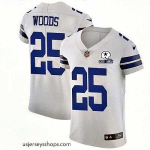 Stunning Nike Cowboys 25 Xavier Woods White Stitched With Established In 1960 Patch NFL New Elite Jersey