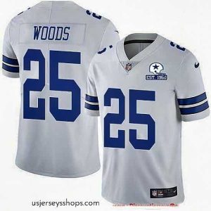 Magnificent Nike Cowboys 25 Xavier Woods White Stitched With Established In 1960 Patch NFL Vapor Untouchable Limited Jersey