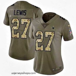 Stunning Nike Cowboys #27 Jourdan Lewis Olive Camo Womens 2017 Salute to Service NFL Limited Jersey