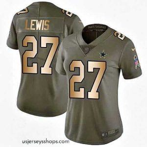 Alluring Nike Cowboys #27 Jourdan Lewis Olive Gold Womens 2017 Salute to Service NFL Limited Jersey