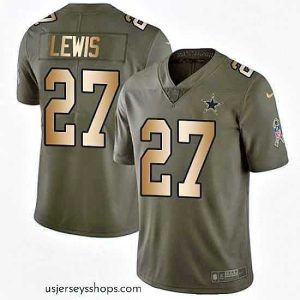 Sensational Nike Cowboys #27 Jourdan Lewis Olive Mens Gold 2017 Salute to Service NFL Limited Jersey