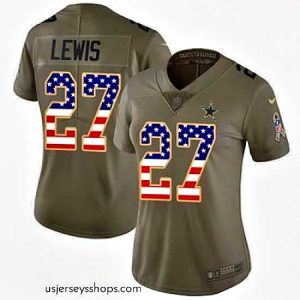Exquisite Nike Cowboys #27 Jourdan Lewis Olive USA Womens Flag 2017 Salute to Service NFL Limited Jersey