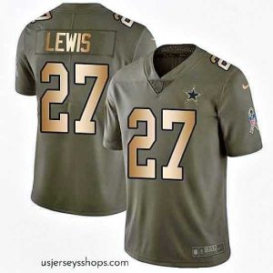 Captivating Nike Cowboys #27 Jourdan Lewis Olive Gold 2017 Salute to Service NFL Limited Jersey