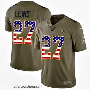 Glamorous Nike Cowboys #27 Jourdan Lewis Olive USA Flag 2017 Salute to Service NFL Limited Jersey