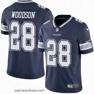 Exquisite Nike Cowboys #28 Darren Woodson Navy Blue Team Color Mens Stitched NFL Vapor Untouchable Limited Jersey