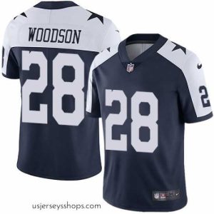 Enchanting Nike Cowboys #28 Darren Woodson Navy Blue Thanksgiving Mens Stitched NFL Vapor Untouchable Limited Throwback Jersey