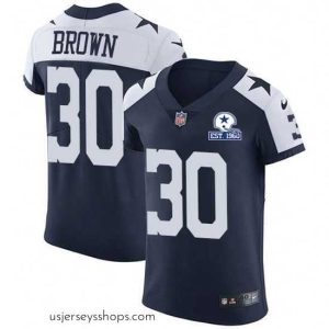 Exquisite Nike Cowboys 30 Anthony Brown Navy Blue Thanksgiving Stitched With Established In 1960 Patch NFL Vapor Untouchable Throwback Elite Jersey