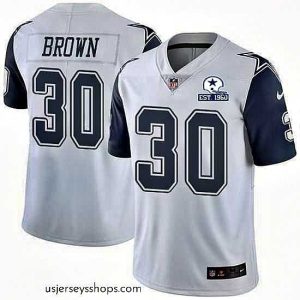 Stellar Nike Cowboys 30 Anthony Brown White Stitched With Established In 1960 Patch NFL Limited Rush Jersey