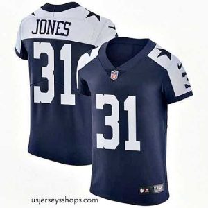 Exquisite Nike Cowboys #31 Byron Jones Navy Blue Thanksgiving Mens Stitched NFL Vapor Untouchable Throwback Elite Jersey