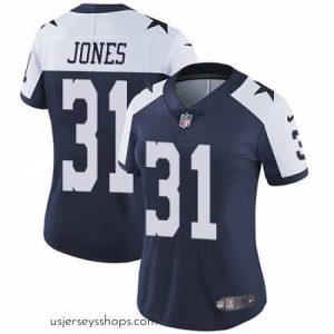 Alluring Nike Cowboys #31 Byron Jones Navy Blue Thanksgiving Womens Stitched NFL Vapor Untouchable Limited Throwback Jersey