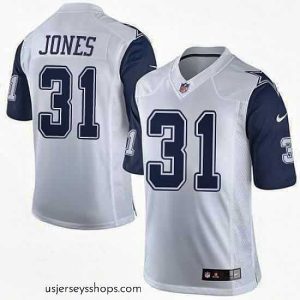 Alluring Nike Cowboys #31 Byron Jones White Stitched NFL Elite Rush Jersey