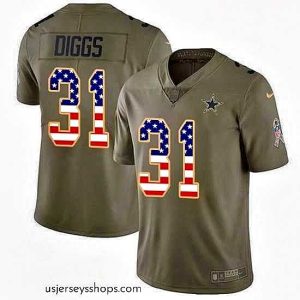 Enchanting Nike Cowboys 31 Trevon Diggs Olive USA Flag Stitched NFL Limited 2017 Salute To Service Jersey