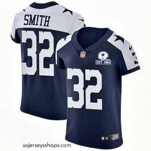 Magnificent Nike Cowboys 32 Saivion Smith Navy Blue Thanksgiving Stitched With Established In 1960 Patch NFL Vapor Untouchable Throwback Elite Jersey