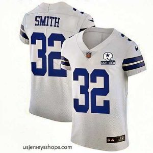 Stunning Nike Cowboys 32 Saivion Smith White Stitched With Established In 1960 Patch NFL New Elite Jersey