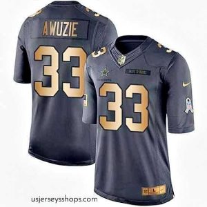 Sensational Nike Cowboys #33 Chidobe Awuzie Black Mens Stitched NFL Limited Gold Salute To Service Jersey