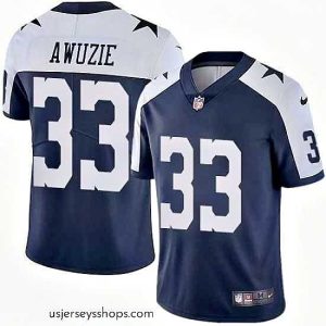 Glamorous Nike Cowboys #33 Chidobe Awuzie Navy Blue Thanksgiving Mens Stitched NFL Vapor Untouchable Limited Throwback Jersey