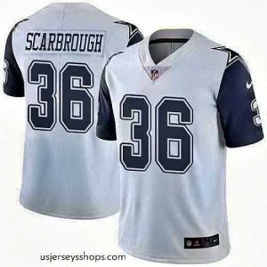 Stunning Nike Cowboys 36 Bo Scarbrough White Color Rush Limited Jersey