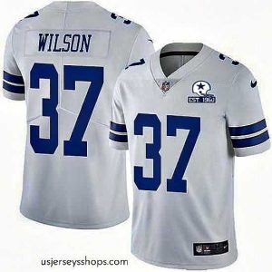 Glamorous Nike Cowboys 37 Donovan Wilson White Stitched With Established In 1960 Patch NFL Vapor Untouchable Limited Jersey