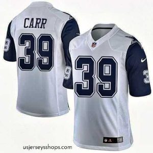 Sensational Nike Cowboys #39 Brandon Carr White Mens Stitched NFL Limited Rush Jerseys