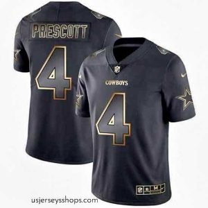 Alluring Nike Cowboys 4 Dak Prescott Black Gold Vapor Untouchable Limited Jersey
