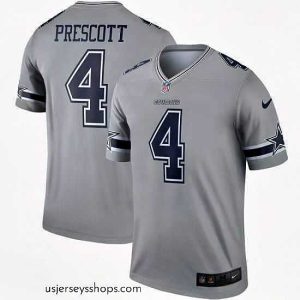 Stunning Nike Cowboys 4 Dak Prescott Gray Inverted Legend Jersey