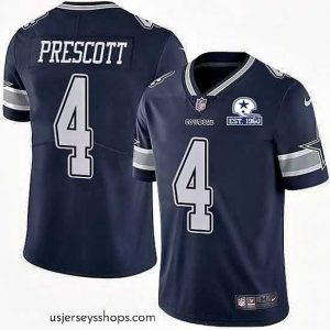 Glamorous Nike Cowboys 4 Dak Prescott Navy Blue Team Color Stitched With Established In 1960 Patch NFL Vapor Untouchable Limited Jersey
